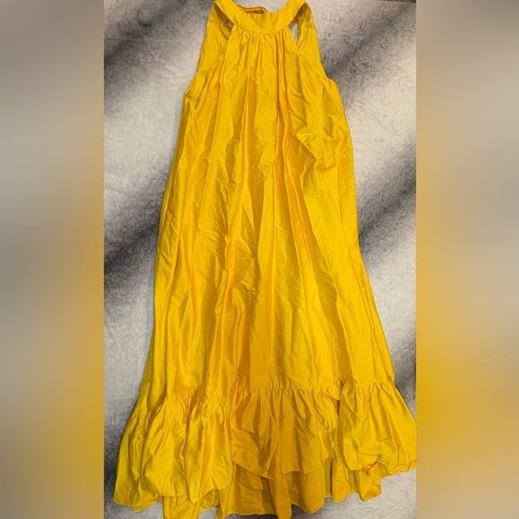 Alice + Olivia Jovie Yellow Halter Ruffle Maxi Dress Size Small - Picture 8 of 14